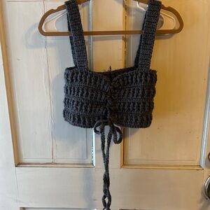 Handmade Dark Gray Crochet Crop Top